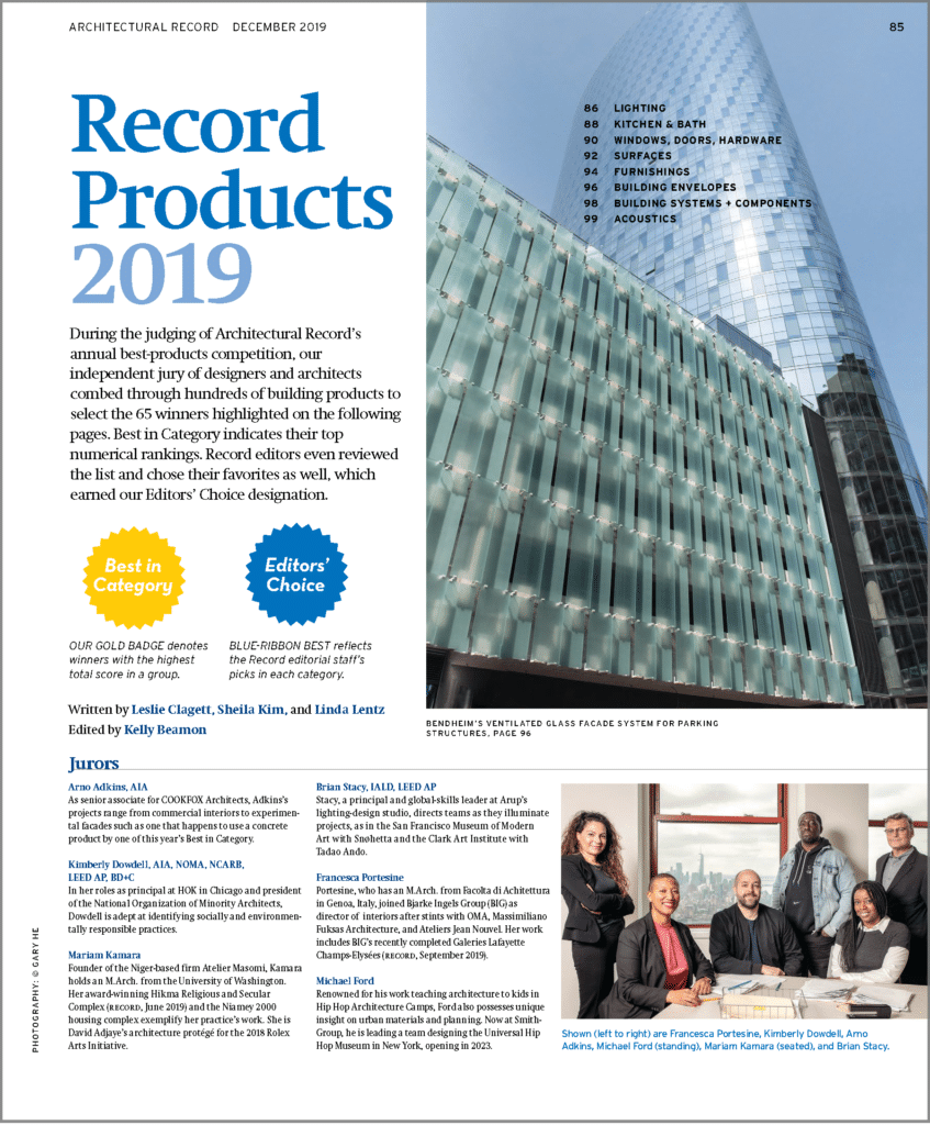 Architectural Record DECEMBER Best of 2019 Product Winner-Page 85 Only